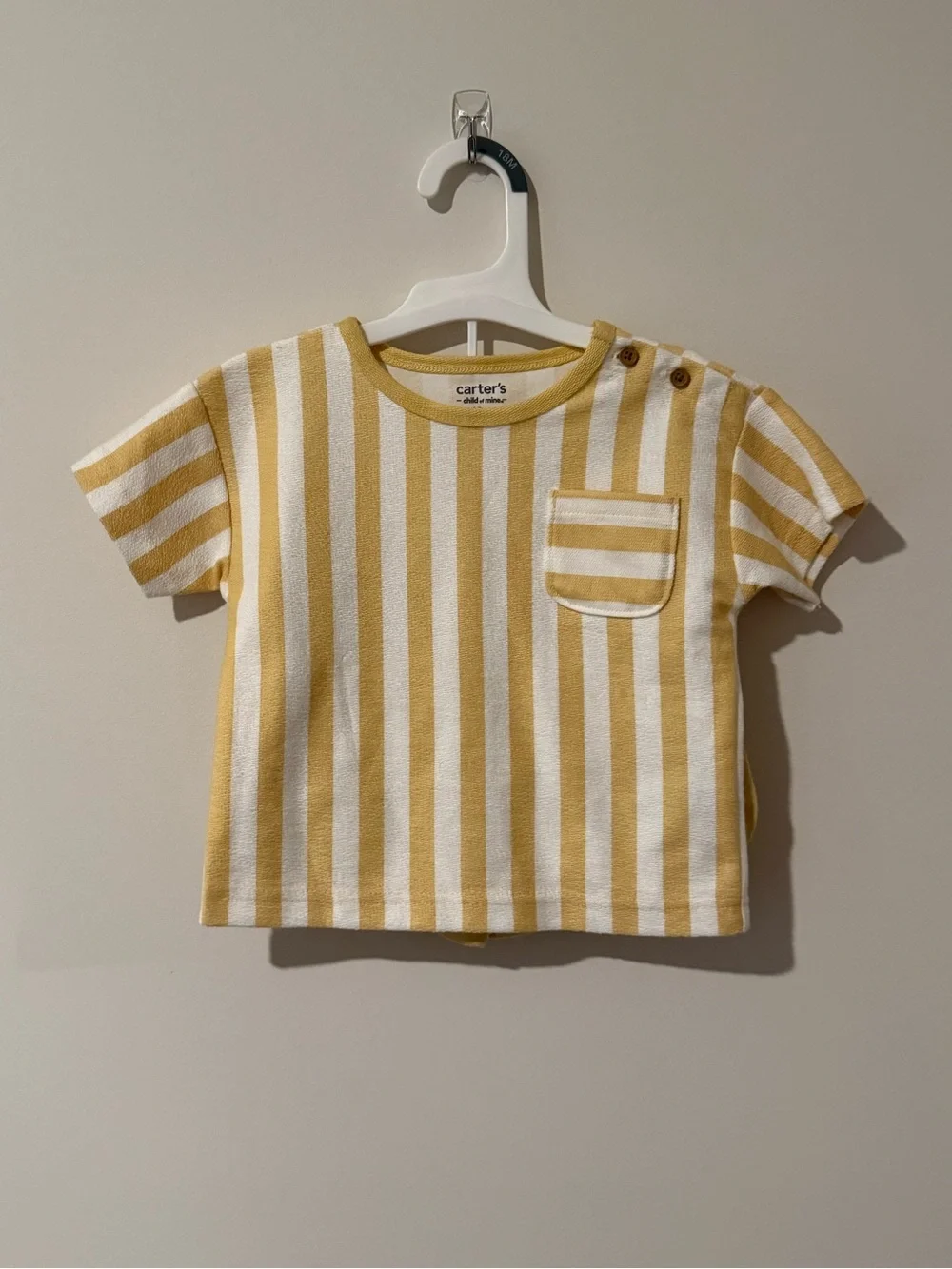 Carter's Yellow & White Vertical Stripe Short Sleeve Shirt & Shorts